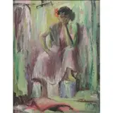 Selma Gubin, Seated Woman, Oil on Board