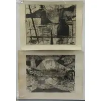 Edmund Piotrowicz, Untitled, Two Abstract Etchings