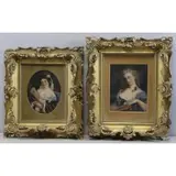John Marsh, Painted by John Marsh / of Maidshore Kent / For his Schoolfellow H. Lewis (?) 1871, Two 19th C. Oil on Paper Portraits of Beauties