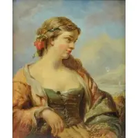 Henry O'Neil, Fishergirl, Oil on Canvas "Fishergirl"
