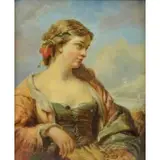 Henry O'Neil, Fishergirl, Oil on Canvas "Fishergirl"