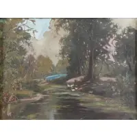Wilhelm Rupprecht, River Landscape with Ducks, Oil on Canvas