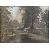 Wilhelm Rupprecht, River Landscape with Ducks, Oil on Canvas