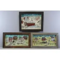Dolores Hackenberger, Untitled, Three Oil on Canvas Village Scenes