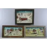 Dolores Hackenberger, Untitled, Three Oil on Canvas Village Scenes