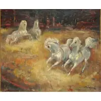 Denes de Holesch, Untitled, Oil on Canvas of Circus Horses