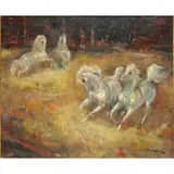 Denes de Holesch, Untitled, Oil on Canvas of Circus Horses