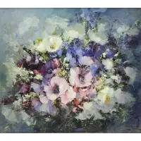 Hahn Vidal, Poem in Blue, Oil on Canvas