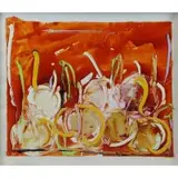 Abstract Still Life with Fruit by Mario Schifano, Oil on Canvas, sold Apr 2015