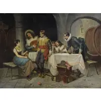 Fanier, A Toast to Beauty, 19th C. Oil on Canvas