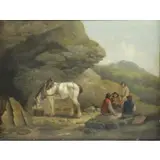 George Morland, Travelers and Horse at Rest in Landscape