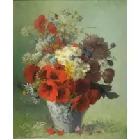 Clement Gontier, Still Life of Flowers, Oil on Canvas