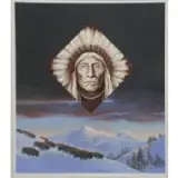 Roy Thompsen, Indian Head and Buffalo, Ink and Gouache on Paper