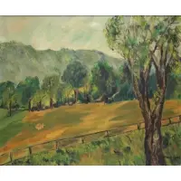 Emily Lowe, Sunlit Meadow, Tanglewood, Oil on Canvas "Sunlit Meadow, Tanglewood"