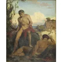 Felix J Barrias, A Bon Ami Desbrosses, Oil on Canvas/Board