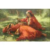 Nicholas Haritonoff, Gypsies Reclining in the Grass, Oil on Canvas