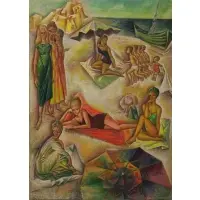 Nicholas Morosoff, Beach Scene, Oil on Canvas