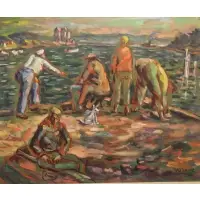 Marko Vukovic, On the Pier, Oil on Board
