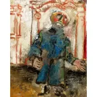 Zero Mostel (American, 1915 - 1977, active in New York) by Zero Mostel, Oil on Board of a Modernist Figure, sold Mar 2015