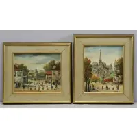 Jean Fous, Untitled, Two Oil on Board Village Scenes