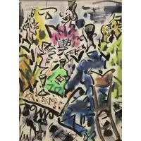 Card Players by Gen Paul, Mixed Media on Paper, sold Feb 2015