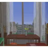 Thomas McKnight, Room with a View of a City, Oil on Canvas