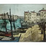 Charles Levier, Barques Sur La Plage, Oil on Canvas