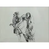 Jacob Landau, Walkers, Pen and Ink on Paper "Walkers"