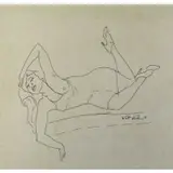 Walt Kuhn, Reclining Nude, Ink on Paper