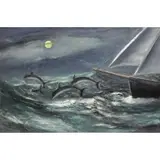 William Thon, Night Visitors, Oil on Canvas "Night Visitors"