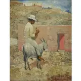 Ernesto Barreda Fabres, Boy on Burro., Oil on Canvas