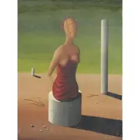 Jorge Sánchez, Surrealist Figure in Landscape, Oil on Canvas