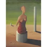 Jorge Sánchez, Surrealist Figure in Landscape, Oil on Canvas