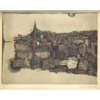 Tetsuo Araki, Cityscape, Color Aquatint and Etching