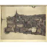 Tetsuo Araki, Cityscape, Color Aquatint and Etching