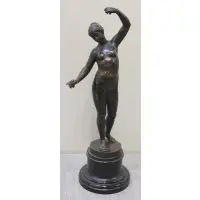 Otto Rasmussen, With castanets, Antique Bronze Figure of a Nude