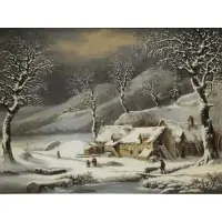 Louis-Claude Malbranche, Winter Scene, Oil on Canvas Laid on Board