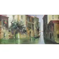 Angelo Pisani, Venetian Canal, Oil on Canvas