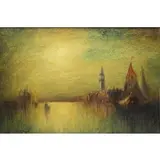 George Henry Bogert, Venice at Night, Oil on Wood Panel