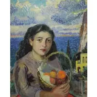David Burliuk, Burliuk. 1954. / Capri., Oil on Canvas Board