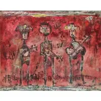 Franco Rognoni, Menestrelli, Oil on Canvas