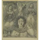 Eduard Wiiralt, Eduard Wiiralt (Estonian,1898-1954), 1927 Etching of Nudes Wading in the Water