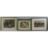 John Edward Costigan, Bathers, 1 Oil/Board, 2 Etchings