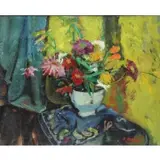 Pierre Cornu, Still Life with Flowers, Oil on Canvas