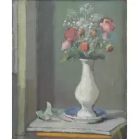 Ossip Lubitch, Ossip Lubitch (French, 1896 - 1990), Oil on Canvas Still Life with Roses