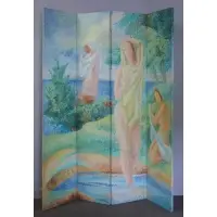John Sennhauser, Untitled, Oil on board depicting bathers in a post-impressionist manner