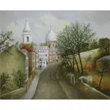 Maurice Ghiglion Green, La Rue de L'Abreuvoir a Montmartre, Oil on Canvas
