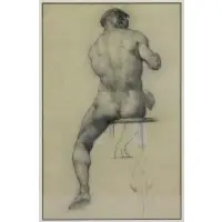 David Wu Ject-Key, Untitled, Charcoal of a Seated Male Nude
