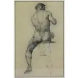 David Wu Ject-Key, Untitled, Charcoal of a Seated Male Nude