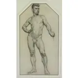 David Wu Ject-Key, D Ject-Key, Charcoal of a Standing Male Nude